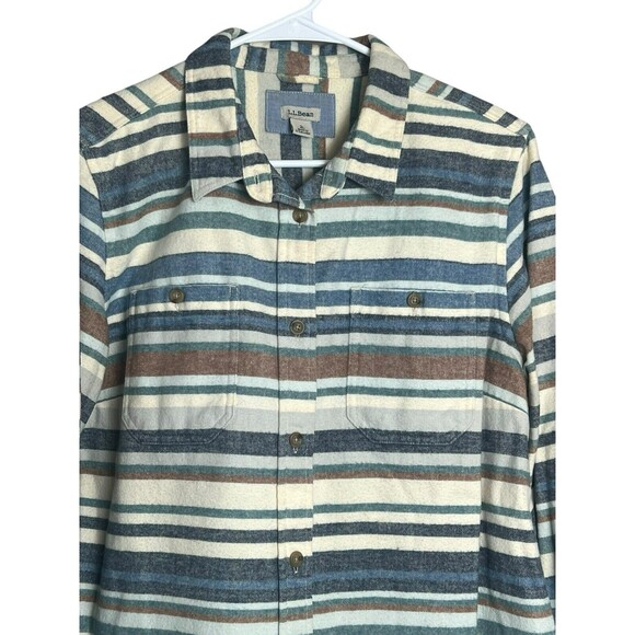 LL Bean Shirt Mens Large Flannel Serape Chamois Southwest Stripe Blanket Shacket - Picture 3 of 14